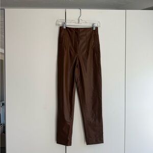 Zara Leather Brown Pants